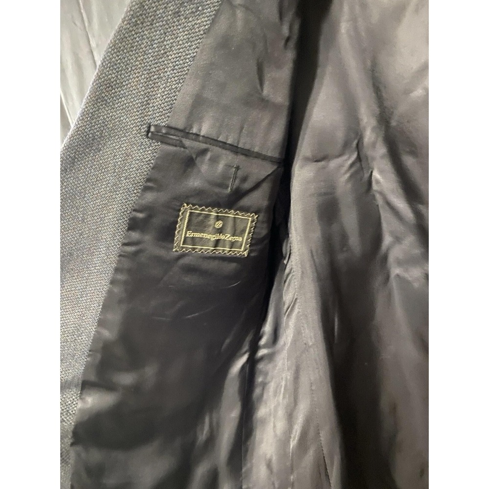 Syd Jerome Blazer‎ Mens 42R Gray Blue Wool Made in Italy Zegna Cloth Sport Coat - Picture 10 of 16